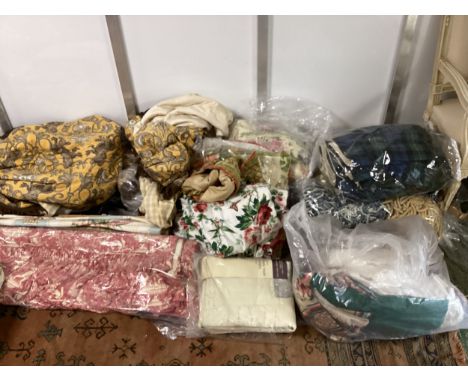 A quantity of curtains, pelmets and fringes,   all from a good Country House Clearance, sold as seen, no auctioneer guarantee