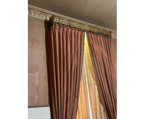 A quantity of curtains, cleared from the main drawing room at 86 Eaton Square. Three pairs (see images of room). Some wear wi
