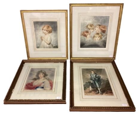 Four gilt framed and glazed portrait prints, all signed in pencil Sydney Wilson. Portrait of a child, label verso reads "Arti