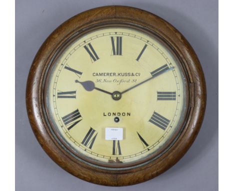 A 19th century wall clock, with black Roman numerals to the 9½” diam. cream enamel painted dial signed “CAMERER.KUSS &amp; Co