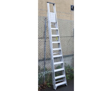 A Lyte nine-rung folding step ladder; together with another step ladder.