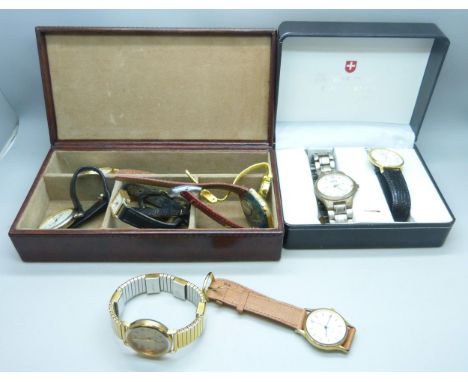 A collection of wristwatches including Accurist and Swatch 