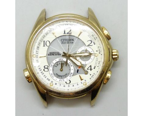 A Citizen Eco-Drive chronograph wristwatch head, 42mm including crown