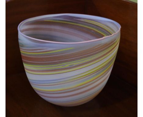 Large art glass bowl impressed 'K' to base, 21cm high approx