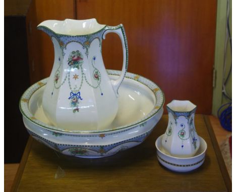 Antique S. Hancock & Sons wash jug & basin together with a vase and dish