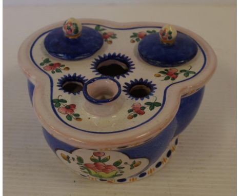 French ceramic ink well with floral decoration