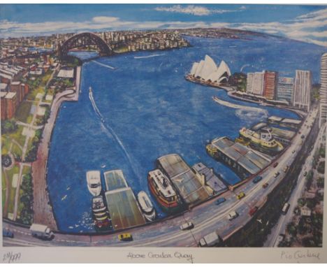 Pio Carlone (1939-) 'Above Circular Quay' lithograph 211/999, signed lower right, 45 x 59.5 cm