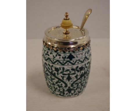 George Frederick Bowers & Co jam pot (1842-1868) with silver plated top and ivory finial, 13cm high approx