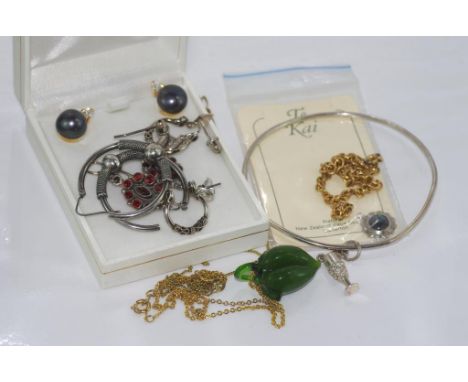 Various items including silver with earrings, bangle, pendant etc