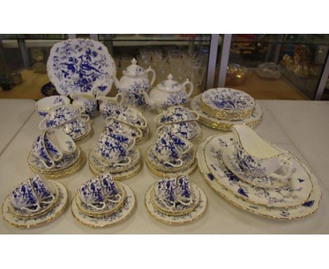 Part Coalport dinner service Cairo pattern, comprising teapot, coffee pot, cake plate, 2 platters, 6 coffee cups & saucers, 6