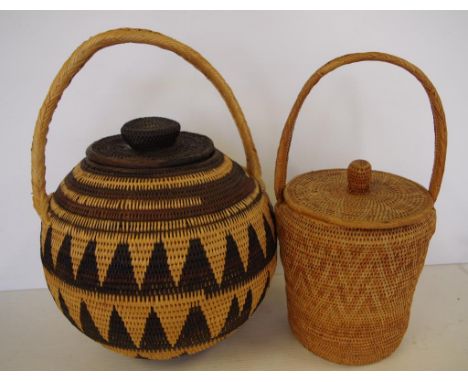 Two vintage buka ware baskets H37cm approx (tallest)