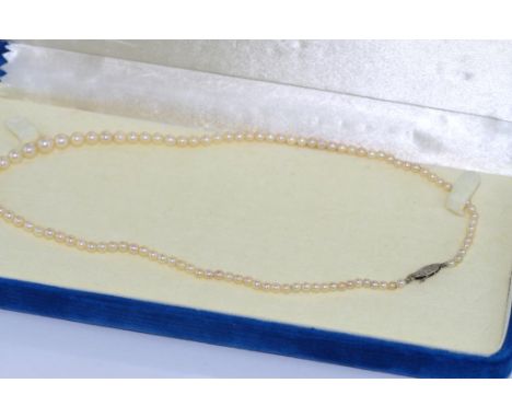 Vintage pearl necklace with 9ct white gold clasp in a Mikimoto box