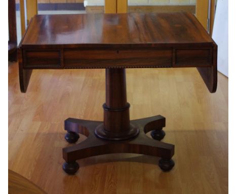 Victorian rosewood drop leaf sofa table 94cm wide (sides down) 68.5cm deep, 74cm high