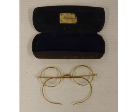 Vintage gilt metal spectacles with case