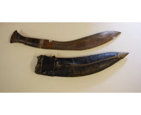 Nepalese kukri Gurkha knife 39.5cm long, and a scabbard