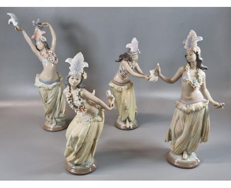 Set of four Lladro Spanish porcelain figurines, all in original boxes, to include: 'Leilani', 'Hawaiian Dancing Girl' 1531, '