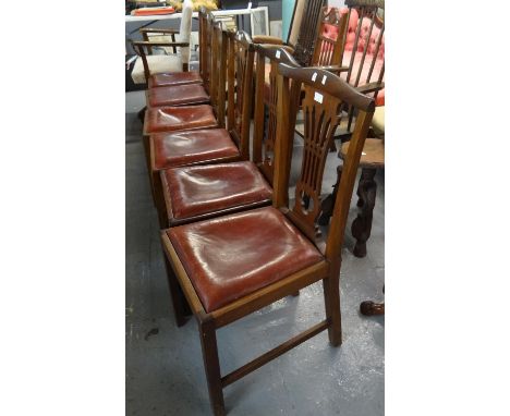 Set of six 19th Century Chippendale style dining chairs with leather drop in seats. (6)(B.P. 21% + VAT) 