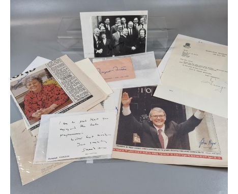 Collection of Political ephemera and autographs, to include: Margaret Thatcher Blandford 15th July 1982, M. E. Thomson Assist