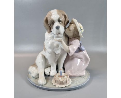 Lladro Spanish porcelain 6632 'A Birthday Kiss'. With original box. 23cm high approx. (B.P. 21% + VAT)  No Obvious damage.