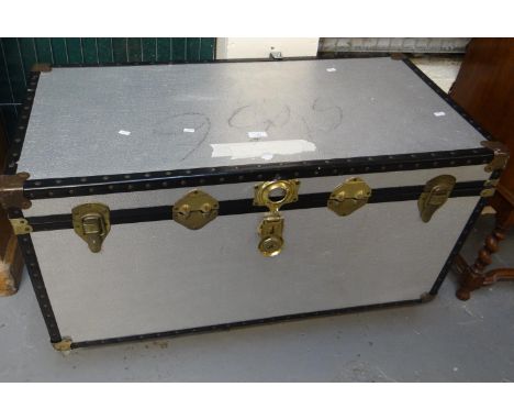 Large aluminium travelling trunk.   (B.P. 21% + VAT) 