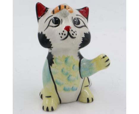 Lorna Bailey cat and bee, H: 12 cm. UK P&amp;P Group 1 (£16+VAT for the first lot and £2+VAT for subsequent lots) 