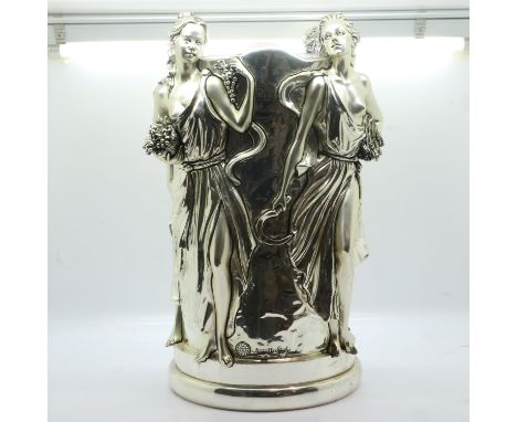 Marcello Giorgio Riempito, silver coated figural ice bucket, with glass liner, H: 30 cm. UK P&amp;P Group 3 (£30+VAT for the 