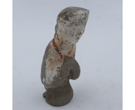 Tang Dynasty polychrome tomb guardian, H: 16 cm. UK P&amp;P Group 1 (£16+VAT for the first lot and £2+VAT for subsequent lots