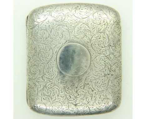 Victorian hallmarked silver cigarette case with chased decoration, 98g. UK P&amp;P Group 1 (£16+VAT for the first lot and £2+