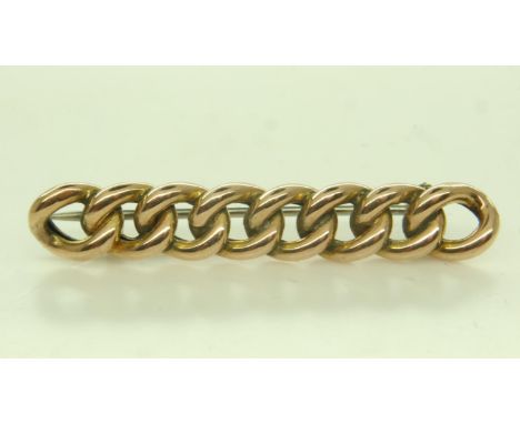 Edwardian 9ct gold chain-link brooch, unmarked, L: 35 mm, 2.3g. UK P&amp;P Group 0 (£6+VAT for the first lot and £1+VAT for s