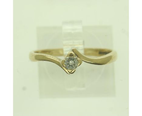 9ct gold diamond set solitaire engagement ring, size N, 1.7g. UK P&amp;P Group 0 (£6+VAT for the first lot and £1+VAT for sub