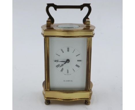 H Samuel brass cased carriage clock, H: 12 cm. UK P&amp;P Group 2 (£20+VAT for the first lot and £4+VAT for subsequent lots) 