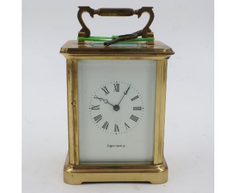 Mappin &amp; Webb oversized brass cased carriage clock, H: 13 cm. UK P&amp;P Group 2 (£20+VAT for the first lot and £4+VAT fo