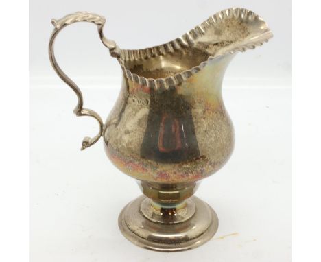 Chester hallmarked silver cream jug, 94g, H: 10 cm. UK P&amp;P Group 1 (£16+VAT for the first lot and £2+VAT for subsequent l