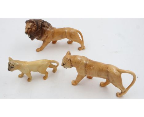 Beswick pride of three lions, largest L: 23 cm. UK P&amp;P Group 2 (£20+VAT for the first lot and £4+VAT for subsequent lots)