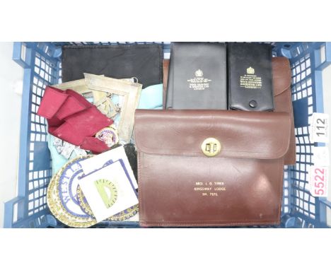 Collection of West Lancashire masonic regalia, including a Past Masters apron. UK P&amp;P Group 1 (£16+VAT for the first lot 