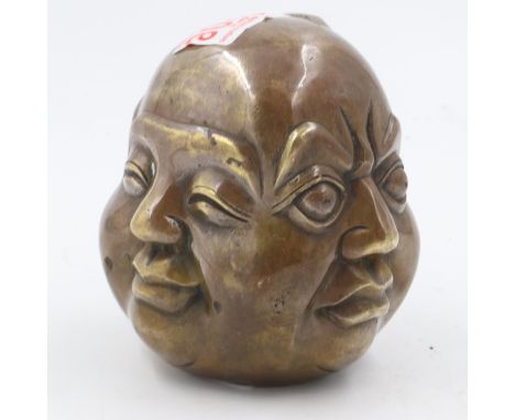 Brass four faced Buddha, H: 12 cm. UK P&amp;P Group 1 (£16+VAT for the first lot and £2+VAT for subsequent lots) 