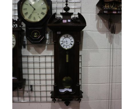 Dark wood Vienna wall clock, H: 110 cm. Not available for in-house P&amp;P 