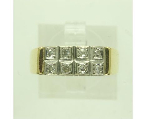 18ct gold ten-stone diamond set ring, size N/O, 4.8g. P&amp;P Group 0 (£6+VAT for the first lot and £1+VAT for subsequent lot