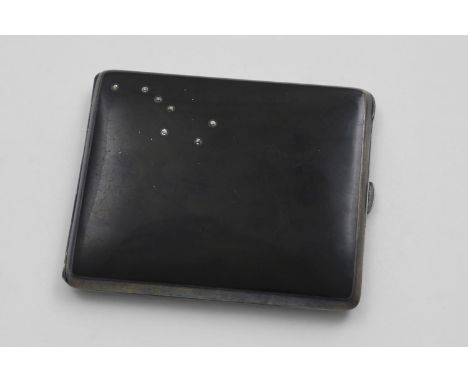 PIONEERING AVIATION:- A GERMAN ART DECO CIGARETTE CASE enamelled on the front in black to resemble the night sky and set with