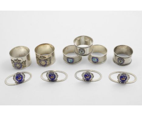 FRATERNITIES:- A pair of George V Masonic napkin rings with the applied enamel badge of "West Smithfield Lodge 1623", another