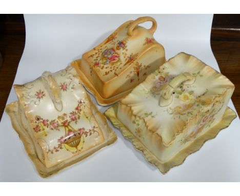 CROWN DEVON ETNA & SPRING CHEESE DISHES + CARLTON WARE ONE 