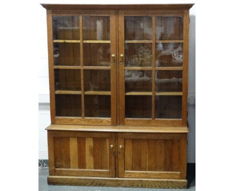 OAK 2 DOOR GLAZED DRESSER/BOOKCASE 62' x 6'6' 