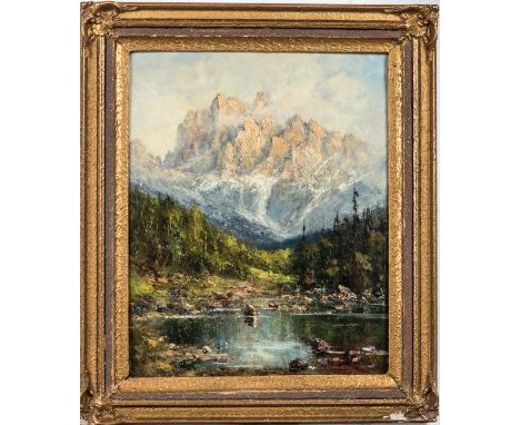 Majewicz, George  (1897 - 1973) Oel/Presspappe. "Dürrenstein", r. u. unleserl. sign.  61 x 50 cm. Rahmen 78 x 66 cm.