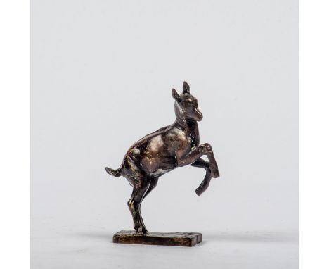 Zicklein  Bronze, dunkelbraun patiniert. Auf dem Stand bez. Karl Heinrich Möller, Berlin. H.: 11,5 cm.