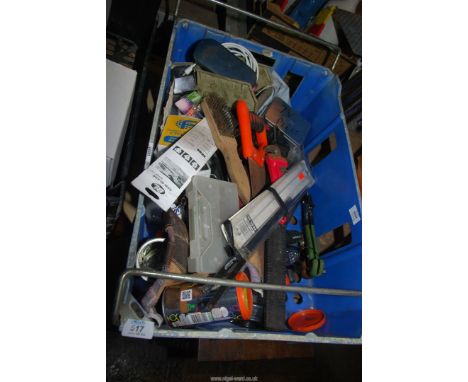 A quantity of Tools, including small Pruning Saw, a Puncture kit, and Hinges, etc.