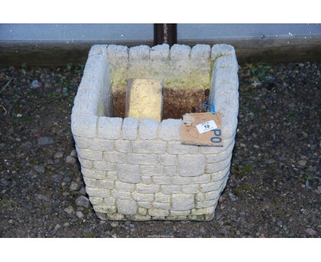 A square concrete Planter - 13" square x 12" high.