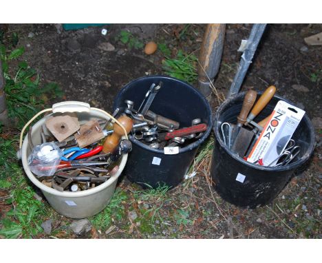Two buckets of tools including various spanners, etc.