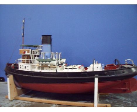 Scale remote control model of a tug boat (engine part assembled), length 112cm