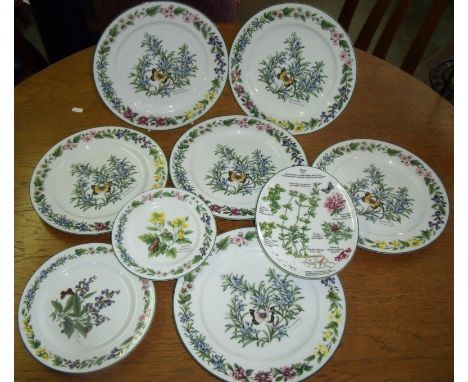 Six Royal Worcester 'Worcester Herbs' dinner plates and matching tea plate, side plate and oval dish