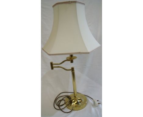 Modern brass table lamp with adjustable arm and octagonal shade 